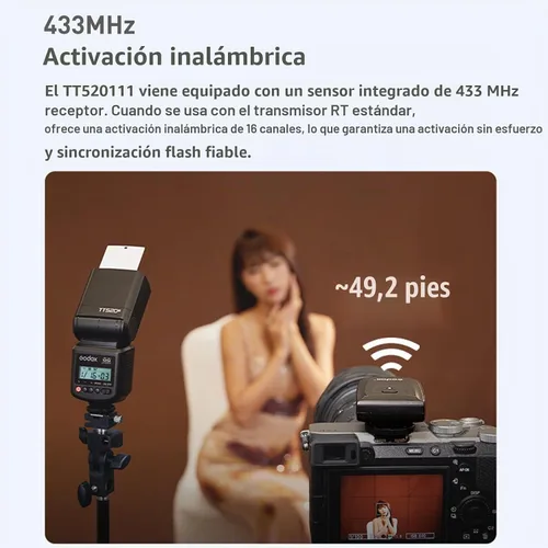 Vista 7 de Godox TT520III Flash universal de zapata caliente para Canon Nikon Sony