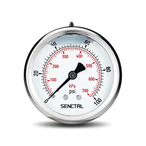 Vista 16 de SENCTRL Medidor de baja presión relleno de líquido de aceite de silicona al vacío de 30 inHg, tamaño de dial de 2.5", montaje inferior NPT de 1/4