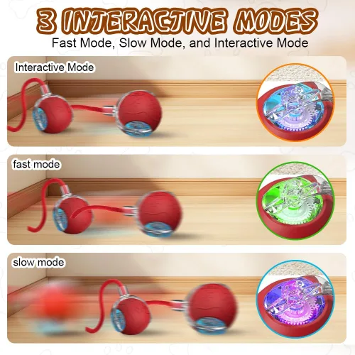 Vista 3 de Pelota de juguete interactiva para gatos, juguetes para gatos de interior, juguetes interactivos inteligentes autoenrollables para perros, bolas