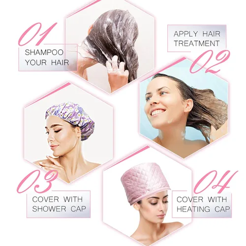 Vista 10 de Gorro térmico eléctrico de 110 V con 2 modos de control de temperatura para el cabello, spa, hogar, tratamiento térmico nutritivo para el cabello