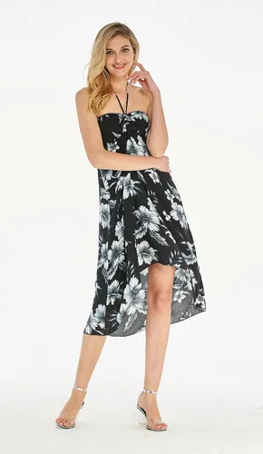 Vista 6 de Vestido halter hawaiano Luau halter con estampado floral para mujer en flor