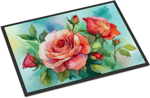 Vista 67 de Caroline's Treasures DAC1621MAT - Felpudo con diseño de camelia en acuarela de 18 x 27 pulgadas, tapete para puerta delantera, para interiores