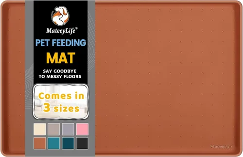 Vista 18 de MateeyLife Tapete de Silicona para Comida de Gatos y Perros para Pisos Impermeable, Tapetes Antideslizantes para Tazones de Perros para Comida