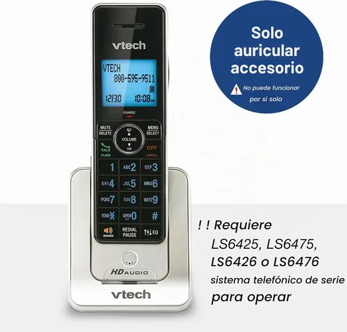 Vista 2 de VTech LS6405 - Accesorio para teléfono inalámbrico, plateado Requiere un sistema telefónico expandible de la serie VTech LS6425, LS6475, LS6426