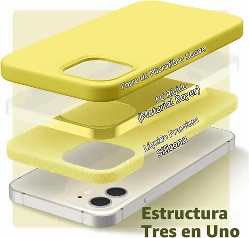 Vista 4 de SURPHY Diseñada para iPhone 12 y iPhone 12 Pro de 6.1 pulgadas, funda gruesa de silicona líquida (con forro de microfibra) para iPhone 12 y 12 Pro