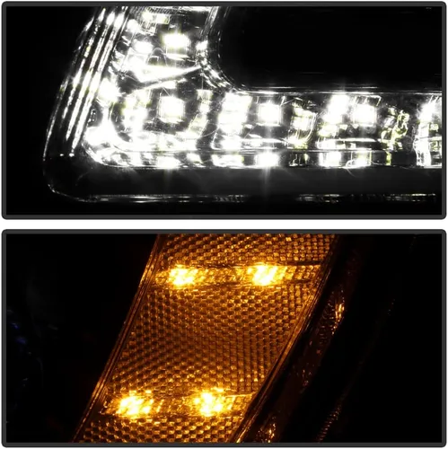 Vista 7 de ACANII - Faros delanteros para Chrysler 300 2011-2023 con proyector LED tipo halógeno DRL negro, juego de faros izquierdo + derecho