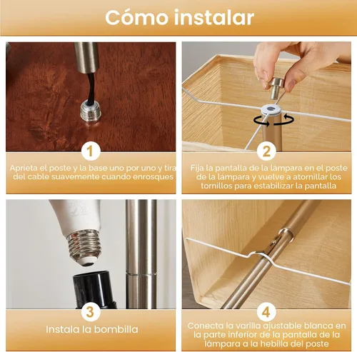 Vista 6 de GyroVu Lámpara de pie para sala de estar, lámpara alta de columna ajustable de temperatura de color, lámpara de pie con base de nogal lámpara de pie