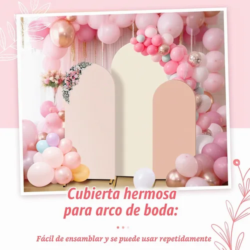 Vista 4 de Buryeah Juego de 3 fundas elásticas para arco de boda de 6 pies, 5 pies, 4 pies, de elastano, ajustadas, de 2 caras, elásticas para decoración