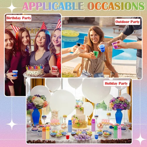 Vista 6 de Lounsweer 100 vasos de plástico de 2 onzas, vasos desechables de 2 onzas, mini vasos de fiesta de 2 onzas para despedida de soltera, cumpleaños
