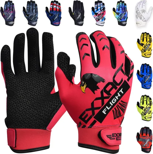 Vista 11 de Exxact Sports Guantes de bateo de béisbol para jóvenes y adultos con palma de cuero texturizada, guantes de bateo de sóftbol para mujeres/hombres