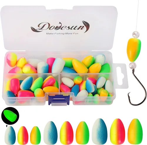 Vista 10 de Dovesun 220/104/80/60/54/52/42 piezas Pompano Rig Floats para Surf Pesca Bobbers de espuma para pesca con mosca Bobbers Floats Kit