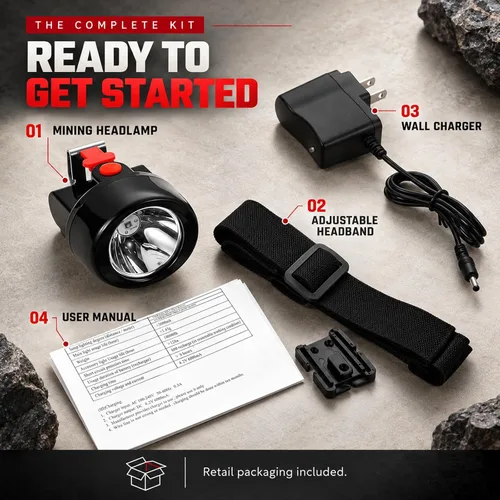 Vista 8 de Coon - Luces de caza impermeable para minería, a prueba de explosiones, linterna recargable para minería, carbón, pesca nocturna, caza, camping Rojo
