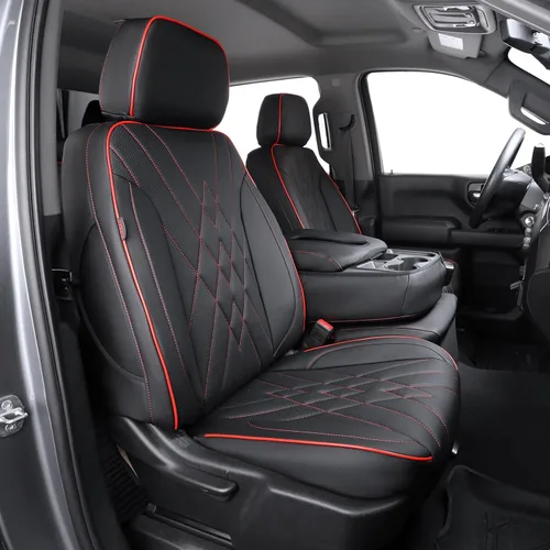 Vista 9 de EKR Fundas para Asientos Silverado de Ajuste Personalizado para (Cabina Doble) 2014 2015 2016 2017 2018 Chevrolet Silverado 1500 & HD 2500/3500