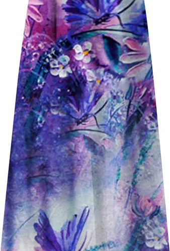 Vista 4 de Vestido de verano bohemio para mujer, vestidos con cuello en V con vuelo, sexy, floral, vestidos de playa vintage, vestido largo