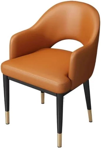 Vista 8 de Sillas de comedor, sillas de comedor modernas de mediados de siglo, tapizadas de piel sintética con patas de metal, sillas para comedor (beige)