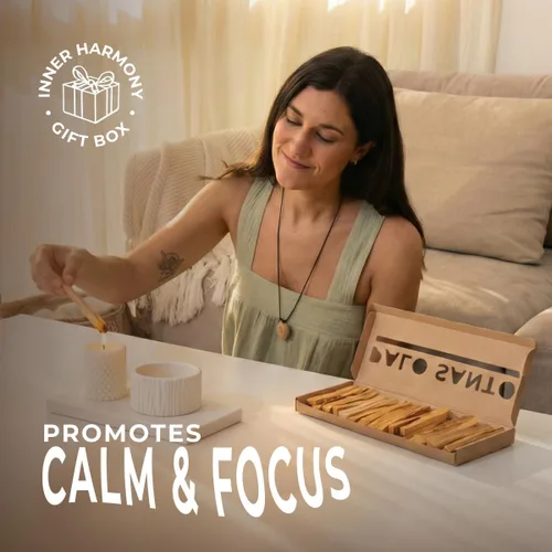 Vista 4 de Barra de incienso Almacura Palo Santo Premium (20), incienso para sahumado de alta resina, madera pura de palo santo certificada de Perú. Cosecha