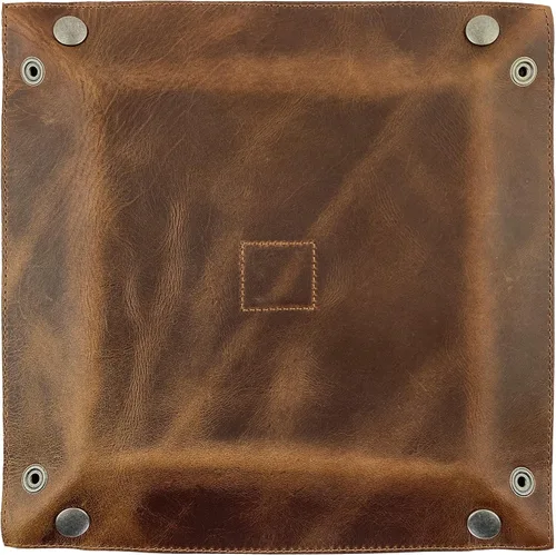 Vista 3 de Leather At Home, Catchall grande hecho a mano de cuero de grano completo, marrón bourbon