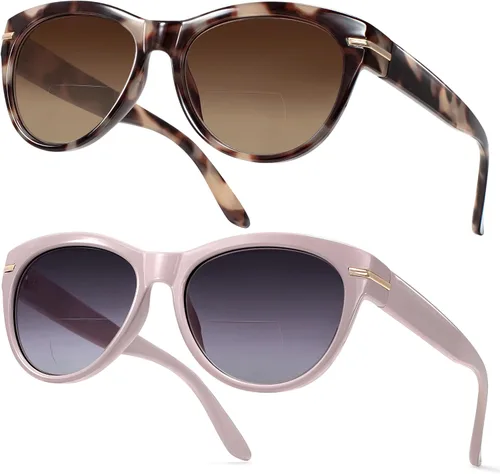 Vista 8 de EASY READ Pack de 2 lentes de sol bifocales para leer para mujer, lentes de sol modernos con protección UV400