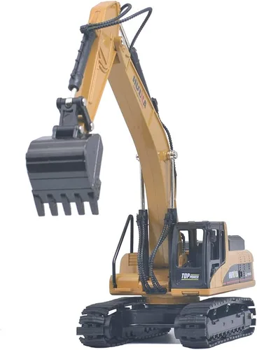 Vista 2 de Ailejia Modelos de aleación de juguete de camión articulado con volquete y excavadora a escala 1/50, vehículo de construcción, modelo de ingeniería