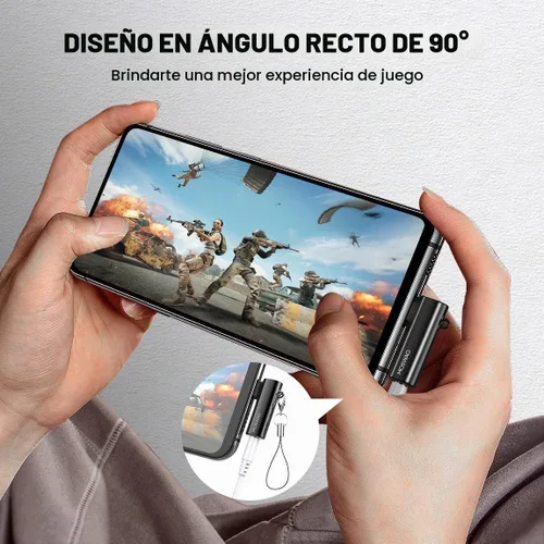 Vista 4 de MOSWAG Adaptador de auriculares USB C a conector tipo C de 0.1 in, micrófono auxiliar en ángulo derecho, dongle de audio de aleación de zinc Negro