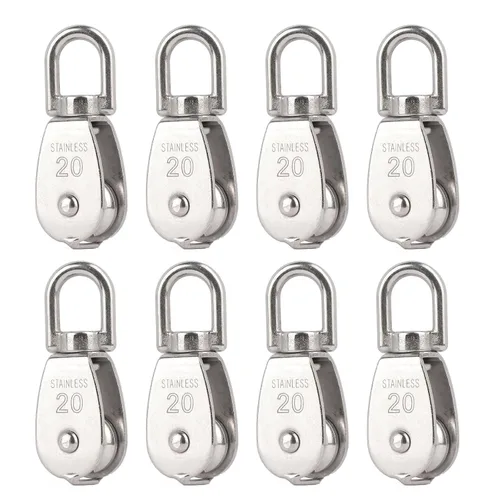 Vista 8 de M15 - Bloque de Tracción de Polea Simple con Gancho Giratorio para Grúa de Elevación, Acero Inoxidable 304, Cuerda de 1/4 pulgadas x Roldana de 3/5