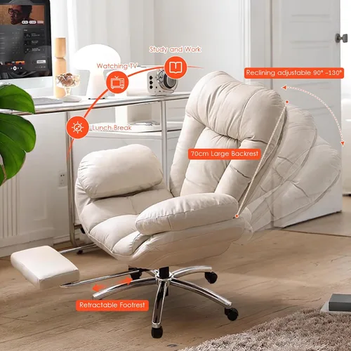 Vista 7 de High Back Desk Chair,High Back Heavy-Duty Computer Home Office Desk Chair,Big and Tall Executive Gaming Chair with Footrest Lumbar Support,White