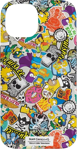 Vista 4 de Funda de collage de pegatinas para iPhone 14 Pro Max de Los Simpson