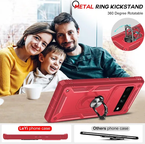 Vista 7 de LeYi Funda para Google Pixel 6 Pro: Funda para Pixel 6 Pro con cubierta de cámara deslizante, funda de teléfono de grado militar de cuerpo completo