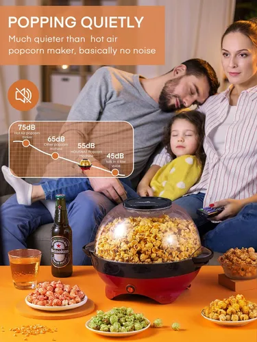 Vista 6 de HOUSNAT Máquina de palomitas de maíz, máquina para hacer palomitas de maíz de 28 tazas, 800 W con tecnología de calentamiento rápido, superficie