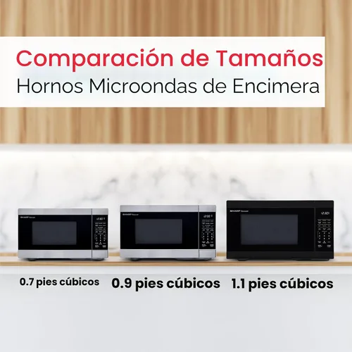 Vista 5 de Horno microondas de sobremesa SHARP con bandeja giratoria de carrusel extraíble de 10.6", 900 vatios, 0.9 pies cúbicos, acero inoxidable