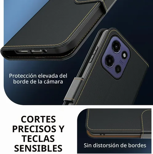 Vista 6 de Funda tipo cartera para Motorola Moto G Power 2026/2025, con bloqueo RFID, de piel sintética, para Moto G Power 2026, cierre magnético, tarjetero