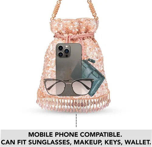 Vista 3 de Aheli Potli - Bolso de noche hecho a mano para mujer, elegante bolso de pulsera de moda nupcial para niñas