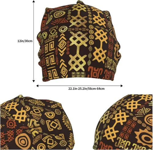 Vista 30 de Gorro africano holgado para adultos, tejido elástico, de calavera, gorro de invierno para exteriores para mujeres y hombres