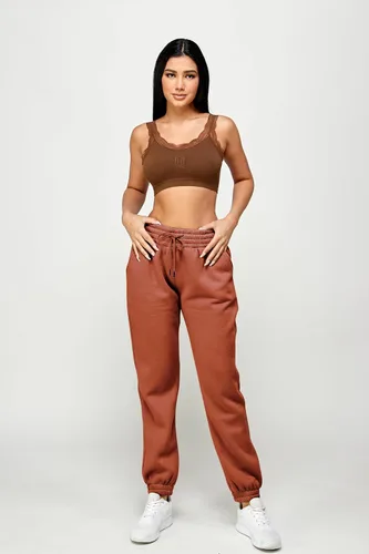 Vista 51 de IUUI Pantalones deportivos de cintura alta para mujer, con bolsillos, de algodón, holgados, atléticos