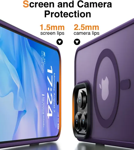 Vista 6 de Meifigno Magic Mag Series - Funda para iPhone 15 Pro Max, [protección de grado militar y compatible con MagSafe], parte trasera mate translúcida
