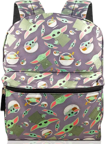 Vista 2 de Star Wars Mochila para niños, paquete con mochila escolar Baby Yoda de 16 pulgadas, calcomanías de Star Wars y más Suministros escolares Mandalorian