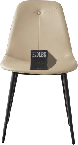 Vista 3 de Juego de 2 sillas de comedor con respaldo alto, sillas modernas de cocina y comedor de mediados de siglo, sillas tapizadas de piel sintética