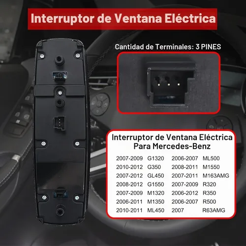 Vista 3 de Geloo Interruptor de control maestro de reemplazo de botón de ventana