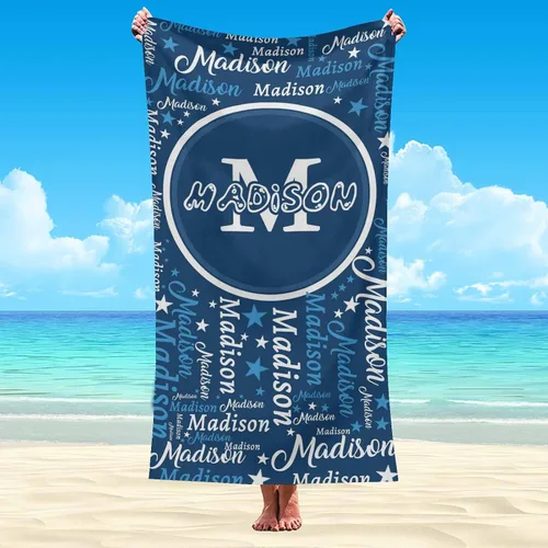 Vista 15 de Artsadd Toalla de playa personalizada para adultos, manta de playa personalizada de baloncesto con nombre inicial como regalo de fiesta para viajes