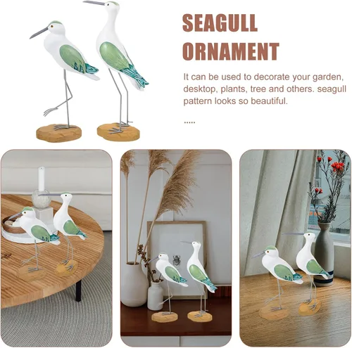 Vista 5 de HEALLILY 2 figuras de gaviota de jardín, estatua de pájaro de jardín, decoración de gaviota, figuras de pájaros, adornos para interiores