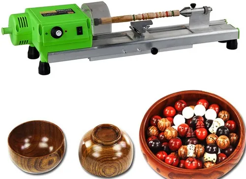 Vista 8 de Mini torno de madera Benchtop MICRO Torno de torneado de madera Grinding Pulido Perlas Taladro Rotary Tool Set Velocidad Variable (Estándar)