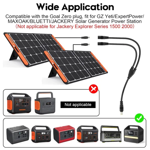 Vista 4 de Adaptador solar de 8mm divisor, cable combinador DC8mm hembra y macho Y adaptador divisor de cable para panel solar estación de energía portátil