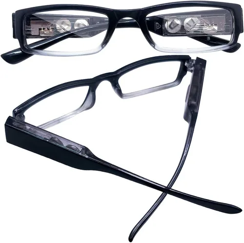 Vista 2 de Paquete de 3 lentes de lectura con luces y lupa con luces en el marco, lupas LED brillantes para lectores con luz para hombres y mujeres, anteojos