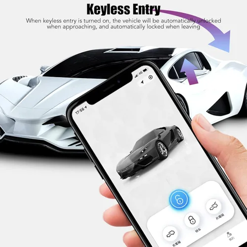 Vista 4 de Control remoto de entrada sin llave para automóvil, pantalla LCD, llave inteligente universal para automóvil con un botón de inicio de tiempo
