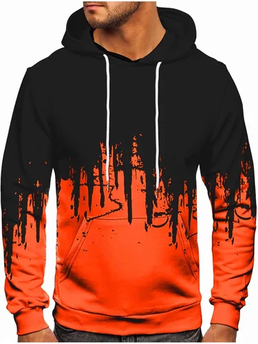 Vista 8 de Ymosrh Sudaderas con capucha de forro polar para hombre, sudaderas con capucha de color degradado, sudadera con capucha de manga larga, tops