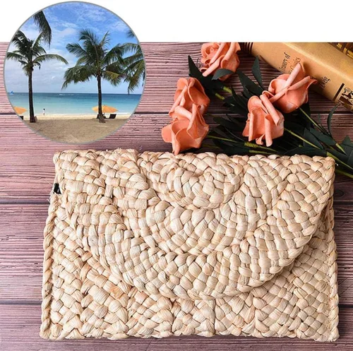 Vista 6 de Bolso de playa de verano para mujer, bolso de mano con asa superior, bolso de viaje de gran capacidad, bolso de mano tejido a mano, bolso grande