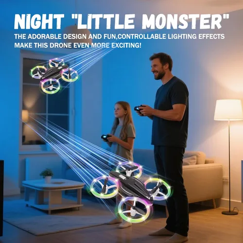 Vista 2 de Mini dron de juguete para niños, dron controlado a distancia, cuadricóptero con retención de altitud y modo sin cabeza, protección completa