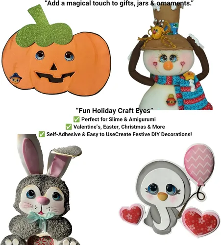 Vista 8 de Googly Eyes - Autoadhesivo de resina 3D azul, 58 unidades, manualidades de muñeca de porcelana fría wiggle eyes, 9 sizes 5-22mm, glossy domed