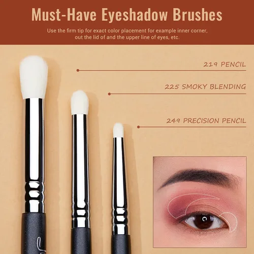 Vista 4 de Jessup Pinceles de sombra de ojos T340 con brochas de maquillaje Jessup T497