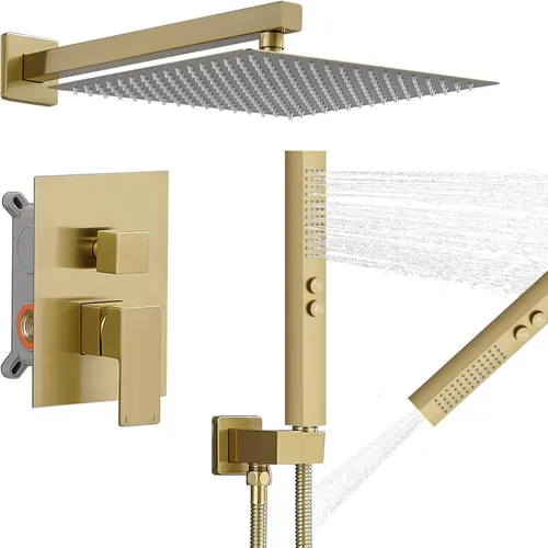 Vista 11 de RUMOSE Juego de grifo de ducha para baño, cabezal de ducha de lluvia con Negro